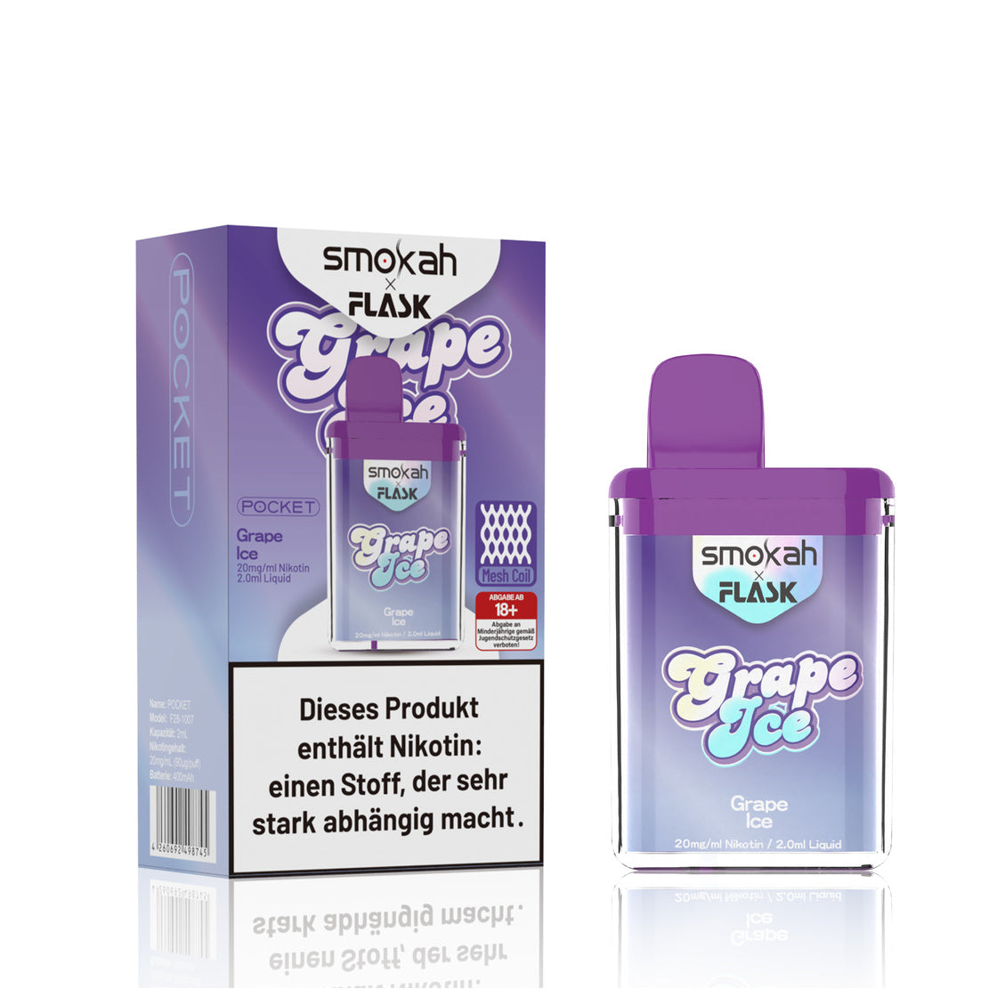 Smokah x Flask Pocket Vape: Traube Ice – Kühler Genuss, reiches Aroma