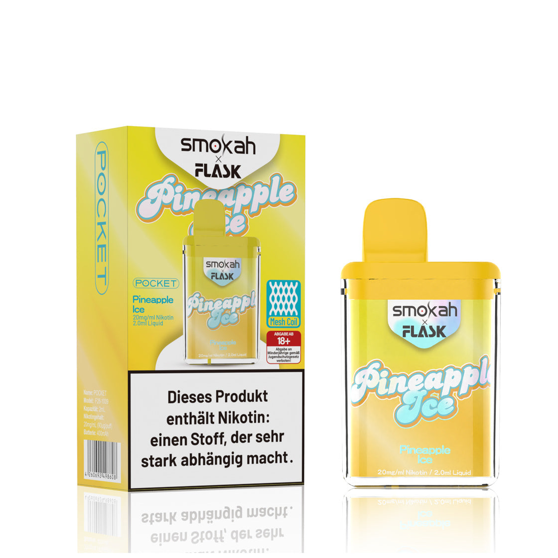 Smokah x Flask Pocket Vape: Ananas Ice – Tropische Frische in jedem Zug
